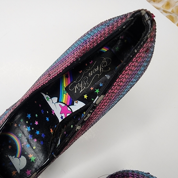 Iron Fist Red Blue & Purple Sequins Stiletto Platform High Heels Size 8 Barbie - Picture 5 of 9
